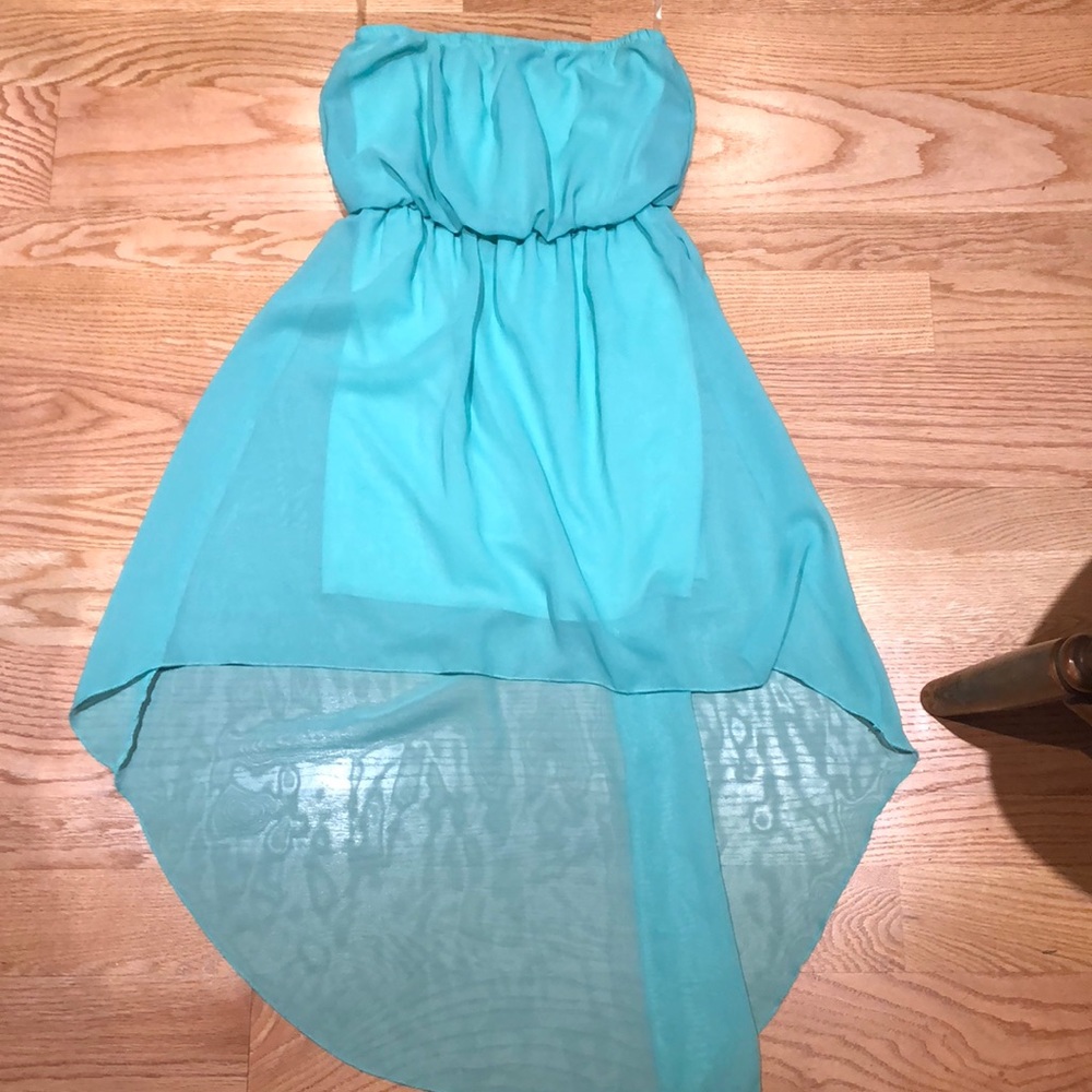 Teal High Low Dress